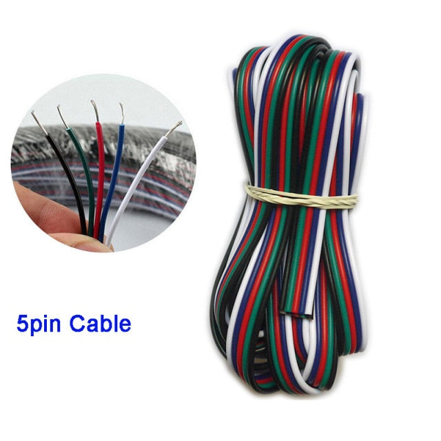 5~100 meters 2pin 3pin 4pin 5Pin 6pin 22 AWG Extension Electric Wire Cable Led Connector For 5050 3528 RGBW RGB CCT LED Stirp