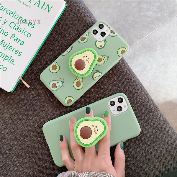 3D Cute Cartoon Soft silicone  Holder Phone Case For iphone X XR XS 11 Pro Max 6S 7 8 plus