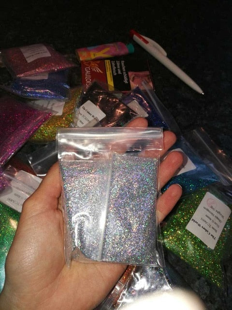 Laser 0.2MM 008 Size Assorted  Colors Holographic Glitter Powder For Nail Art