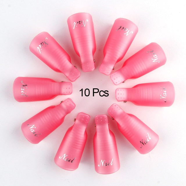 10PCS Gel Lak Remover Wraps Plastic Nail Polish Remover Clip Nail Art Soak Off Cap Nail Degreaser Cleaner Tips For Fingers Tools