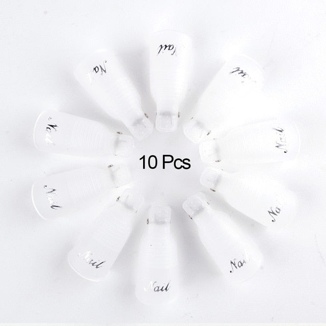 10PCS Gel Lak Remover Wraps Plastic Nail Polish Remover Clip Nail Art Soak Off Cap Nail Degreaser Cleaner Tips For Fingers Tools