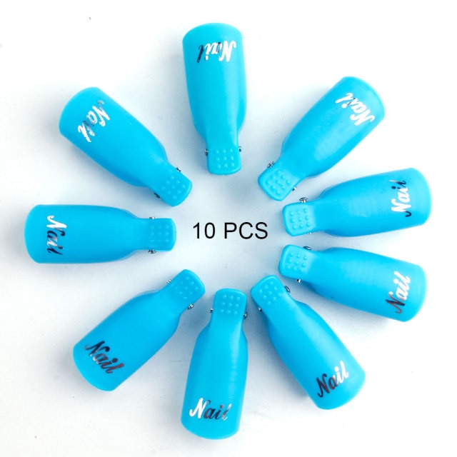 10PCS Gel Lak Remover Wraps Plastic Nail Polish Remover Clip Nail Art Soak Off Cap Nail Degreaser Cleaner Tips For Fingers Tools