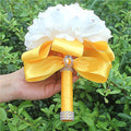 IN STOCK Cheapest PE Rose Bridesmaid Wedding Foam flowers Rose Bridal bouquet Ribbon Fake Wedding bouquet de noiva 14 Color