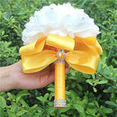 IN STOCK Cheapest PE Rose Bridesmaid Wedding Foam flowers Rose Bridal bouquet Ribbon Fake Wedding bouquet de noiva 14 Color