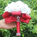 IN STOCK Cheapest PE Rose Bridesmaid Wedding Foam flowers Rose Bridal bouquet Ribbon Fake Wedding bouquet de noiva 14 Color