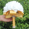 IN STOCK Cheapest PE Rose Bridesmaid Wedding Foam flowers Rose Bridal bouquet Ribbon Fake Wedding bouquet de noiva 14 Color