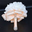 IN STOCK Cheapest PE Rose Bridesmaid Wedding Foam flowers Rose Bridal bouquet Ribbon Fake Wedding bouquet de noiva 14 Color