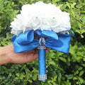 IN STOCK Cheapest PE Rose Bridesmaid Wedding Foam flowers Rose Bridal bouquet Ribbon Fake Wedding bouquet de noiva 14 Color