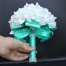 IN STOCK Cheapest PE Rose Bridesmaid Wedding Foam flowers Rose Bridal bouquet Ribbon Fake Wedding bouquet de noiva 14 Color