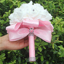 IN STOCK Cheapest PE Rose Bridesmaid Wedding Foam flowers Rose Bridal bouquet Ribbon Fake Wedding bouquet de noiva 14 Color