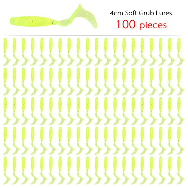 100 Pcs/lot Fishing Lures 40mm 0.4g Wobblers Carp Fishing Soft Bait Swimbait Tail Grub Lures Silicone Artificial Fishing Tackle