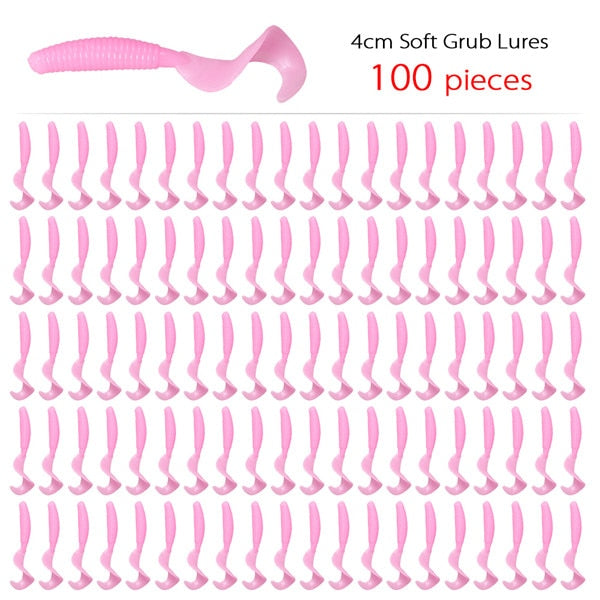 100 Pcs/lot Fishing Lures 40mm 0.4g Wobblers Carp Fishing Soft Bait Swimbait Tail Grub Lures Silicone Artificial Fishing Tackle