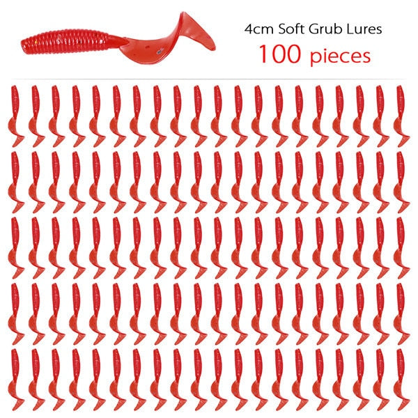 100 Pcs/lot Fishing Lures 40mm 0.4g Wobblers Carp Fishing Soft Bait Swimbait Tail Grub Lures Silicone Artificial Fishing Tackle