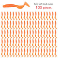 100 Pcs/lot Fishing Lures 40mm 0.4g Wobblers Carp Fishing Soft Bait Swimbait Tail Grub Lures Silicone Artificial Fishing Tackle