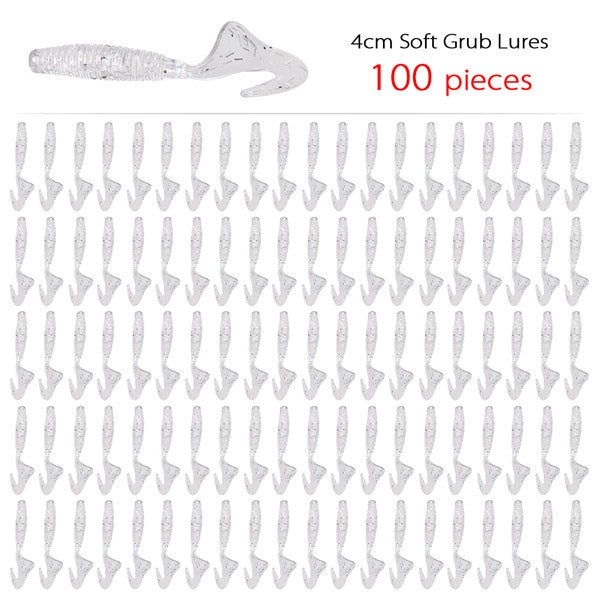 100 Pcs/lot Fishing Lures 40mm 0.4g Wobblers Carp Fishing Soft Bait Swimbait Tail Grub Lures Silicone Artificial Fishing Tackle