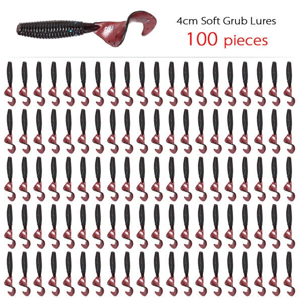 100 Pcs/lot Fishing Lures 40mm 0.4g Wobblers Carp Fishing Soft Bait Swimbait Tail Grub Lures Silicone Artificial Fishing Tackle