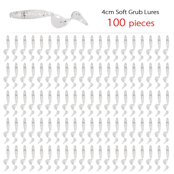 100 Pcs/lot Fishing Lures 40mm 0.4g Wobblers Carp Fishing Soft Bait Swimbait Tail Grub Lures Silicone Artificial Fishing Tackle
