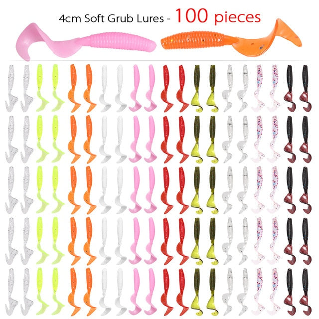 100 Pcs/lot Fishing Lures 40mm 0.4g Wobblers Carp Fishing Soft Bait Swimbait Tail Grub Lures Silicone Artificial Fishing Tackle