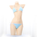 Japanese Sexy Lingerie Lolita Kawaii Blue Pink White Striped Mini Bikini Adult Cosplay Erotic Costumes Bra Women Underwear Set