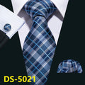 Men's Ties - Gold Navy Striped 100% Silk Tie