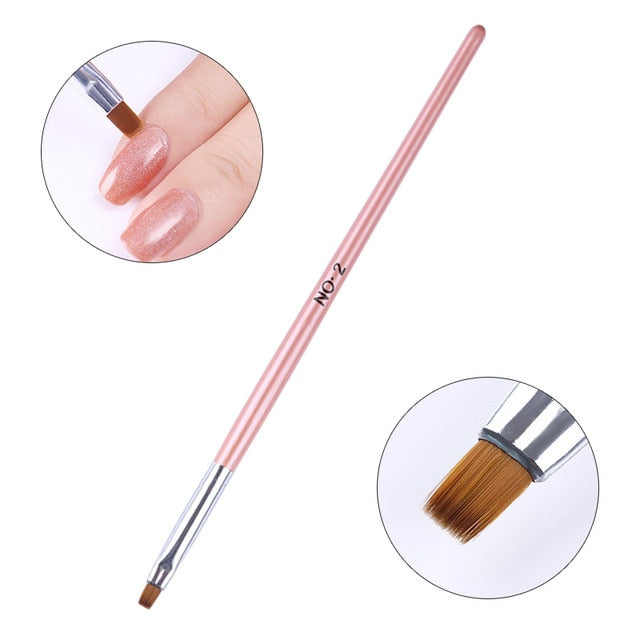 French Tip Nail Brush Silver Black Handle Half Moon Shape Acrylic Painting Drawing Pen  Nail Art Tool