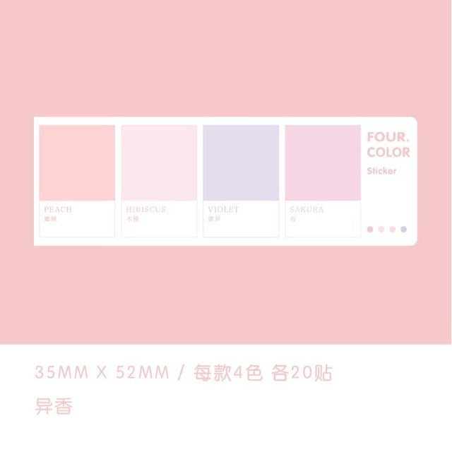 80sheets/pack Four Color Sticky Notes Index Memo Pad Bookmarks Cute Scheduler Paper Stickers Kids Stationery