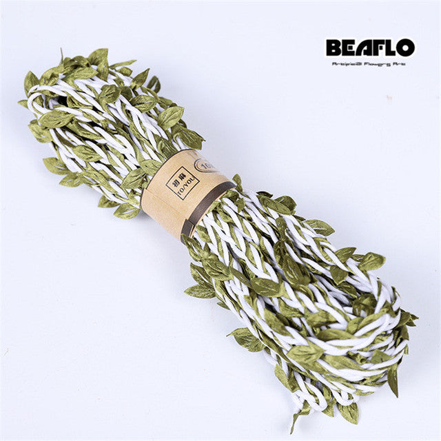 10M Artificial Vine Leaf Decoration Vivid Rattan Leaf Vagina Grass Fake Plants Cord String Leaves For Home Garden Party Decor