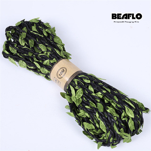 10M Artificial Vine Leaf Decoration Vivid Rattan Leaf Vagina Grass Fake Plants Cord String Leaves For Home Garden Party Decor