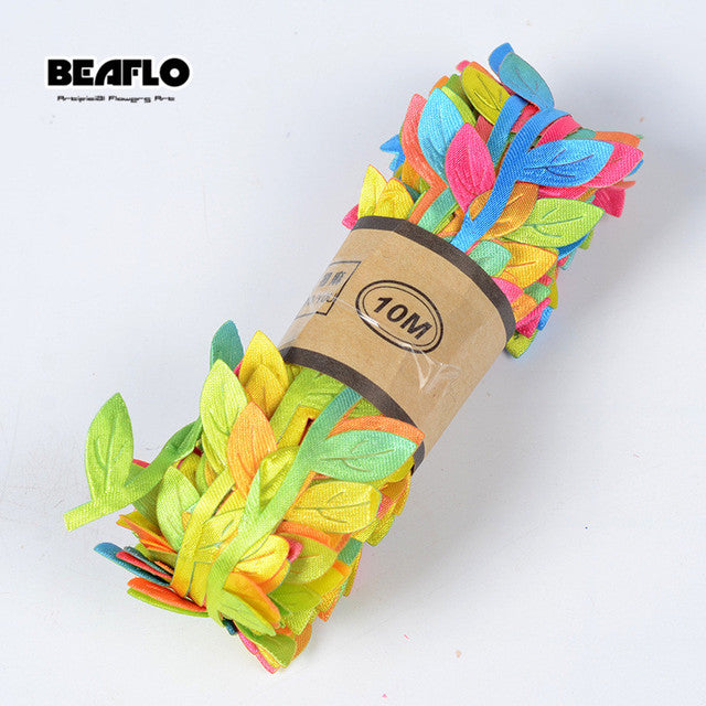 10M Artificial Vine Leaf Decoration Vivid Rattan Leaf Vagina Grass Fake Plants Cord String Leaves For Home Garden Party Decor