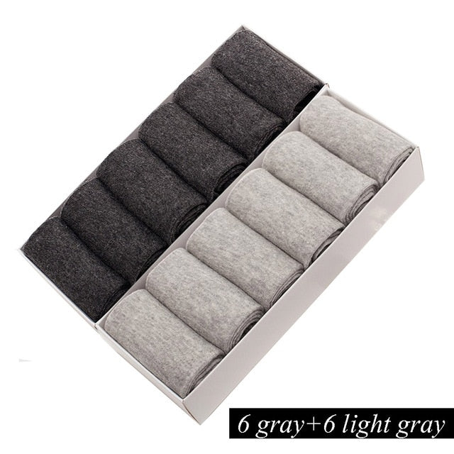 12 Pairs/Lot Plus Size Men's Cotton Socks Business Men Deodorant Crew Socks Breathable Male Solid Color US size(7-11.5) EU 39-48