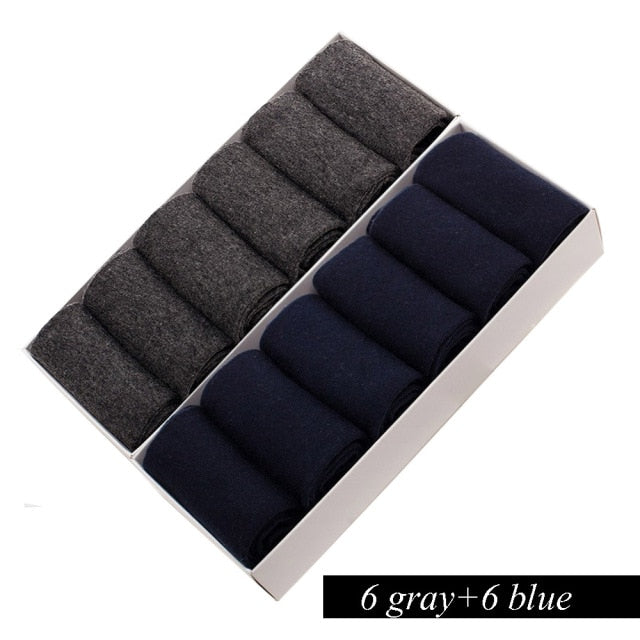 12 Pairs/Lot Plus Size Men's Cotton Socks Business Men Deodorant Crew Socks Breathable Male Solid Color US size(7-11.5) EU 39-48
