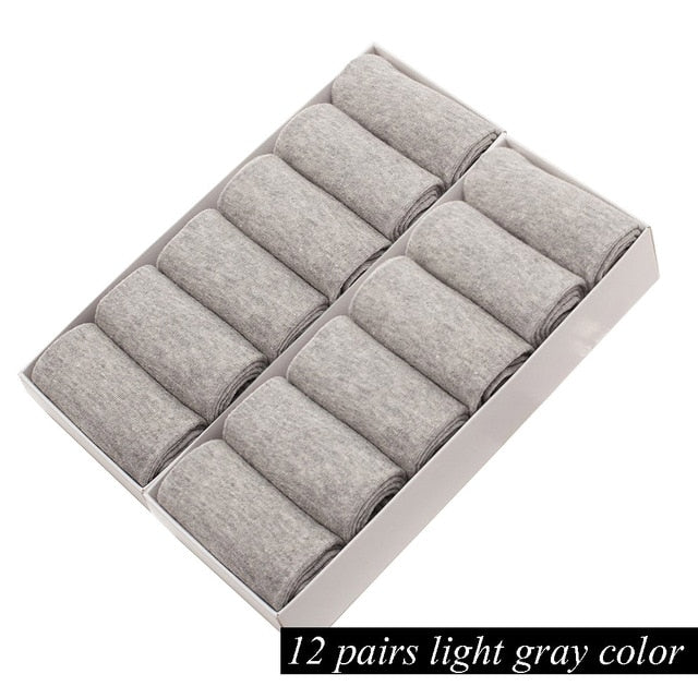 12 Pairs/Lot Plus Size Men's Cotton Socks Business Men Deodorant Crew Socks Breathable Male Solid Color US size(7-11.5) EU 39-48