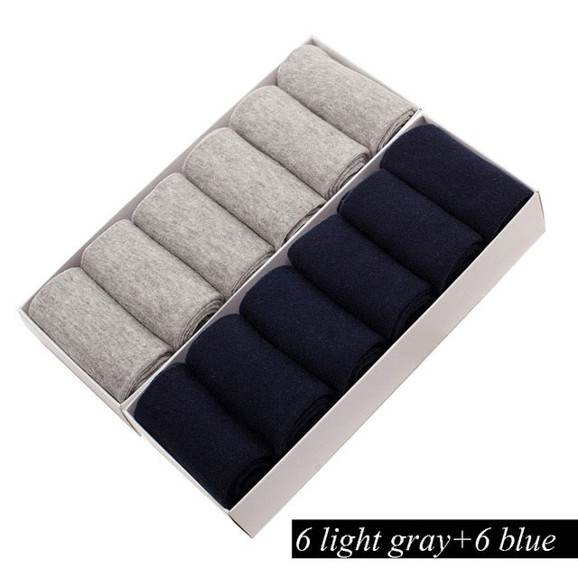 12 Pairs/Lot Plus Size Men's Cotton Socks Business Men Deodorant Crew Socks Breathable Male Solid Color US size(7-11.5) EU 39-48