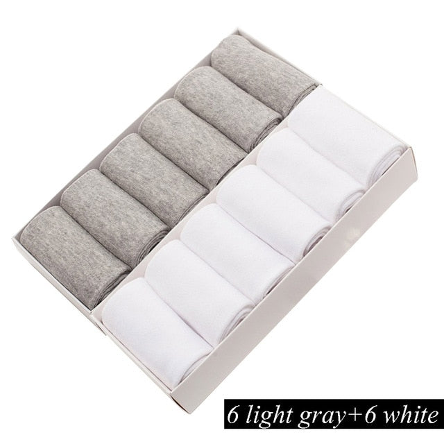 12 Pairs/Lot Plus Size Men's Cotton Socks Business Men Deodorant Crew Socks Breathable Male Solid Color US size(7-11.5) EU 39-48