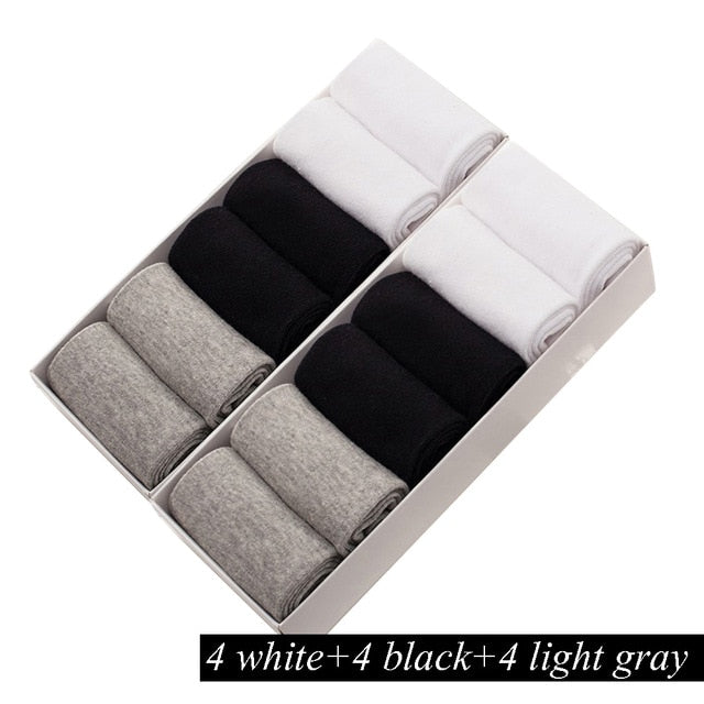 12 Pairs/Lot Plus Size Men's Cotton Socks Business Men Deodorant Crew Socks Breathable Male Solid Color US size(7-11.5) EU 39-48