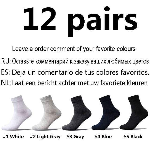 12 Pairs/Lot Plus Size Men's Cotton Socks Business Men Deodorant Crew Socks Breathable Male Solid Color US size(7-11.5) EU 39-48