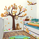 Cartoon Forest Tree Branch Animal Wall Stickers