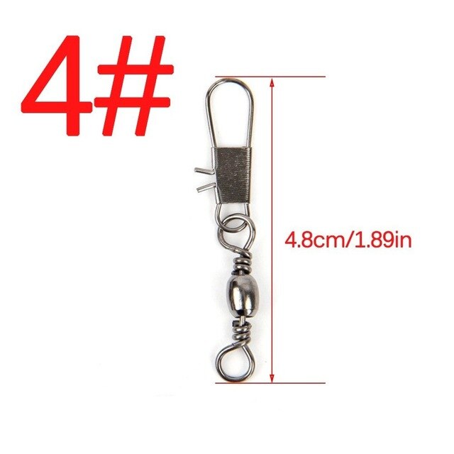 50pcs/Lot Stainless Steel Fishing Connector Pin Bearing Rolling Swivel 1#2#4#6#8#10#12#14# Lure Tackle FishHook Accessorries