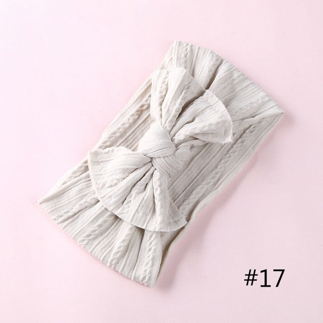 1PCS New Braid Nylon Bow Headbands,Cable Knit Solid Wide Nylon Headbands Turban, Baby Girls Head Wrap Hair Accessories 27 colors