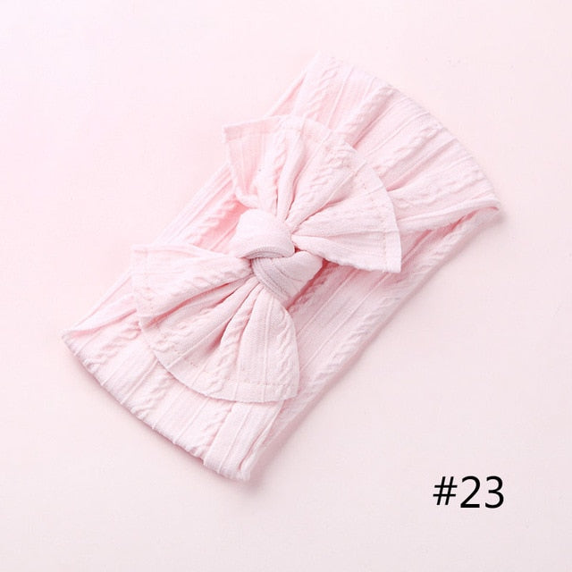 1PCS New Braid Nylon Bow Headbands,Cable Knit Solid Wide Nylon Headbands Turban, Baby Girls Head Wrap Hair Accessories 27 colors