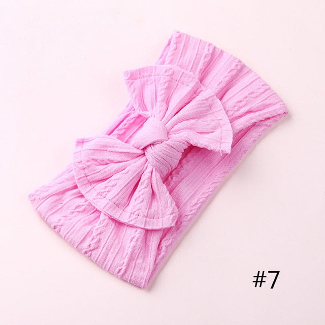 1PCS New Braid Nylon Bow Headbands,Cable Knit Solid Wide Nylon Headbands Turban, Baby Girls Head Wrap Hair Accessories 27 colors