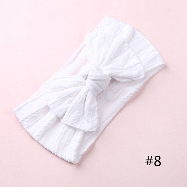 1PCS New Braid Nylon Bow Headbands,Cable Knit Solid Wide Nylon Headbands Turban, Baby Girls Head Wrap Hair Accessories 27 colors