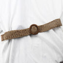 Vintage Boho Braided Waist Belt Summer Solid Female Belt Round Wooden Smooth Buckle Fake Straw Wide Belts For Women Hot Sale