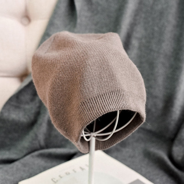 VISROVER  6 colors unsex Autumn winter solid color real cashmere beanies best matched New cashmere man woman Warm skullies
