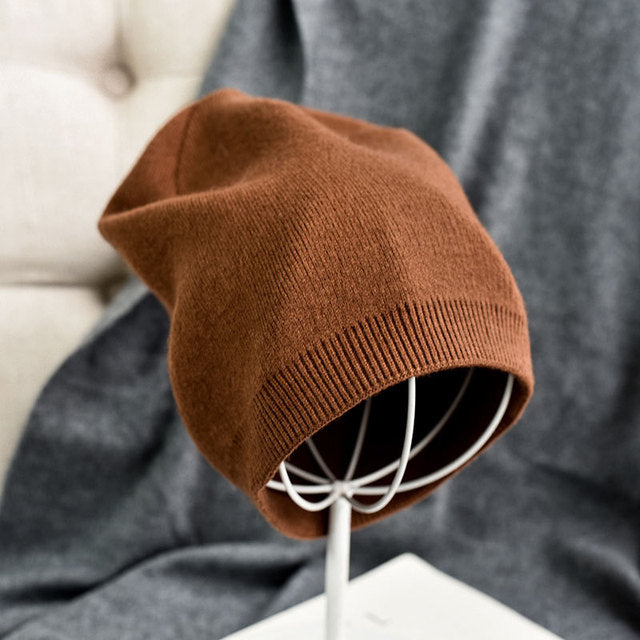 VISROVER  6 colors unsex Autumn winter solid color real cashmere beanies best matched New cashmere man woman Warm skullies