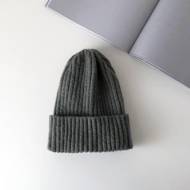 New Solid Wool Beanie Knitted Warm Soft Trendy Winter Hats Simple Korean Style Women Wool Casual Caps Elegant All-match Beanie
