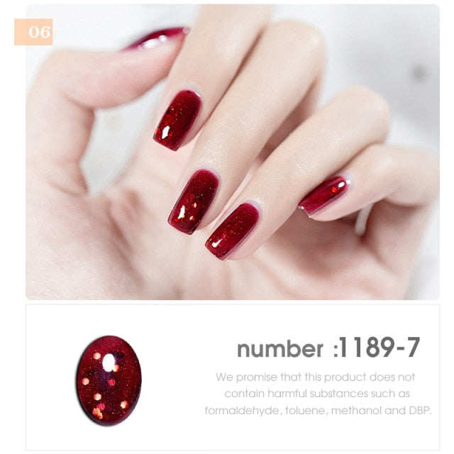 HNUIX 7ml UV Gel nail polish Red glitter glitter soak UV Gel color varnish nail polish DIY varnish Nail art Gel lacquer