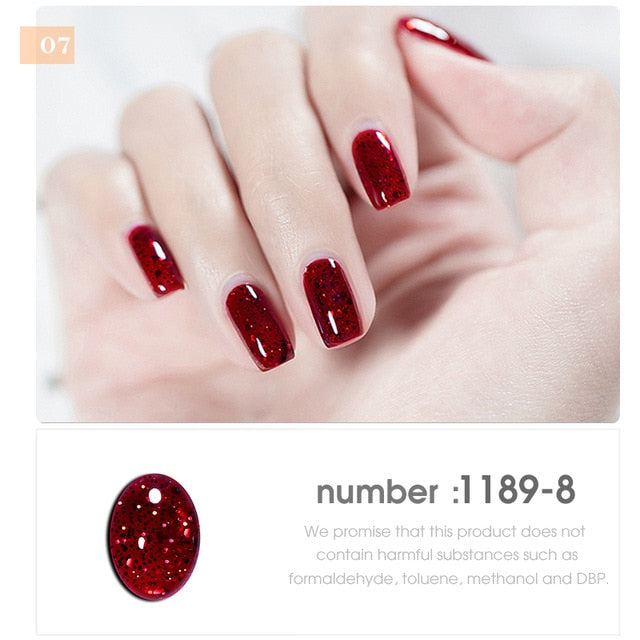 HNUIX 7ml UV Gel nail polish Red glitter glitter soak UV Gel color varnish nail polish DIY varnish Nail art Gel lacquer