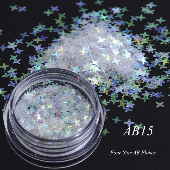 Nail Art Holographic Nail Glitter Mix Star Round Heart Flakes