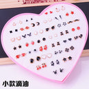 AOMU Multicolor Cryatal 36 Pairs Cartoon Hypoallergenic Plastic Stud Earrings Set For Women Girl Wedding Christmas Gifts Jewelry